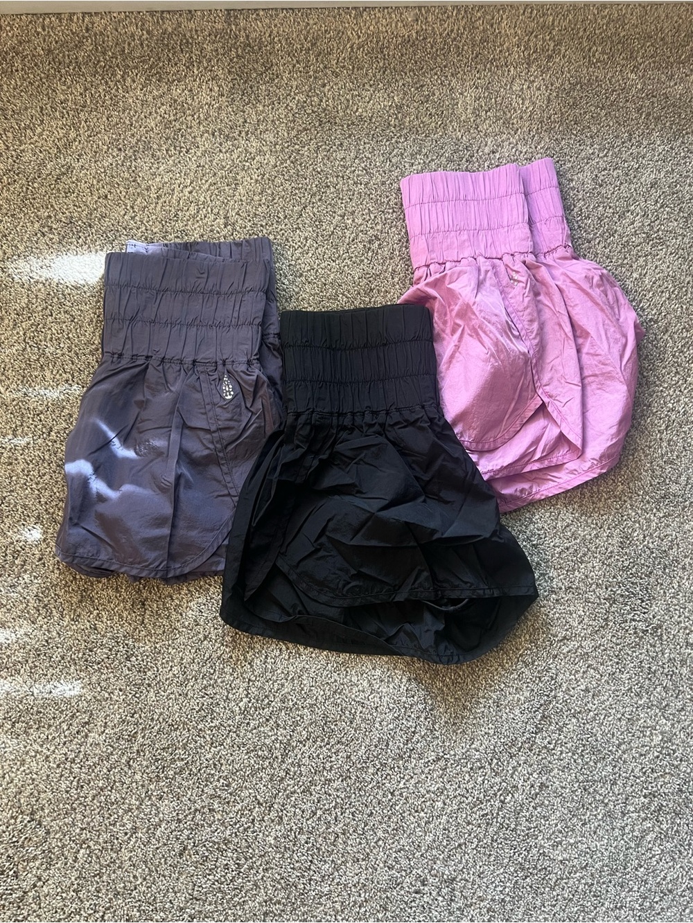 FP Movement set of 3 high waisted shorts - Black, Purple, Pink